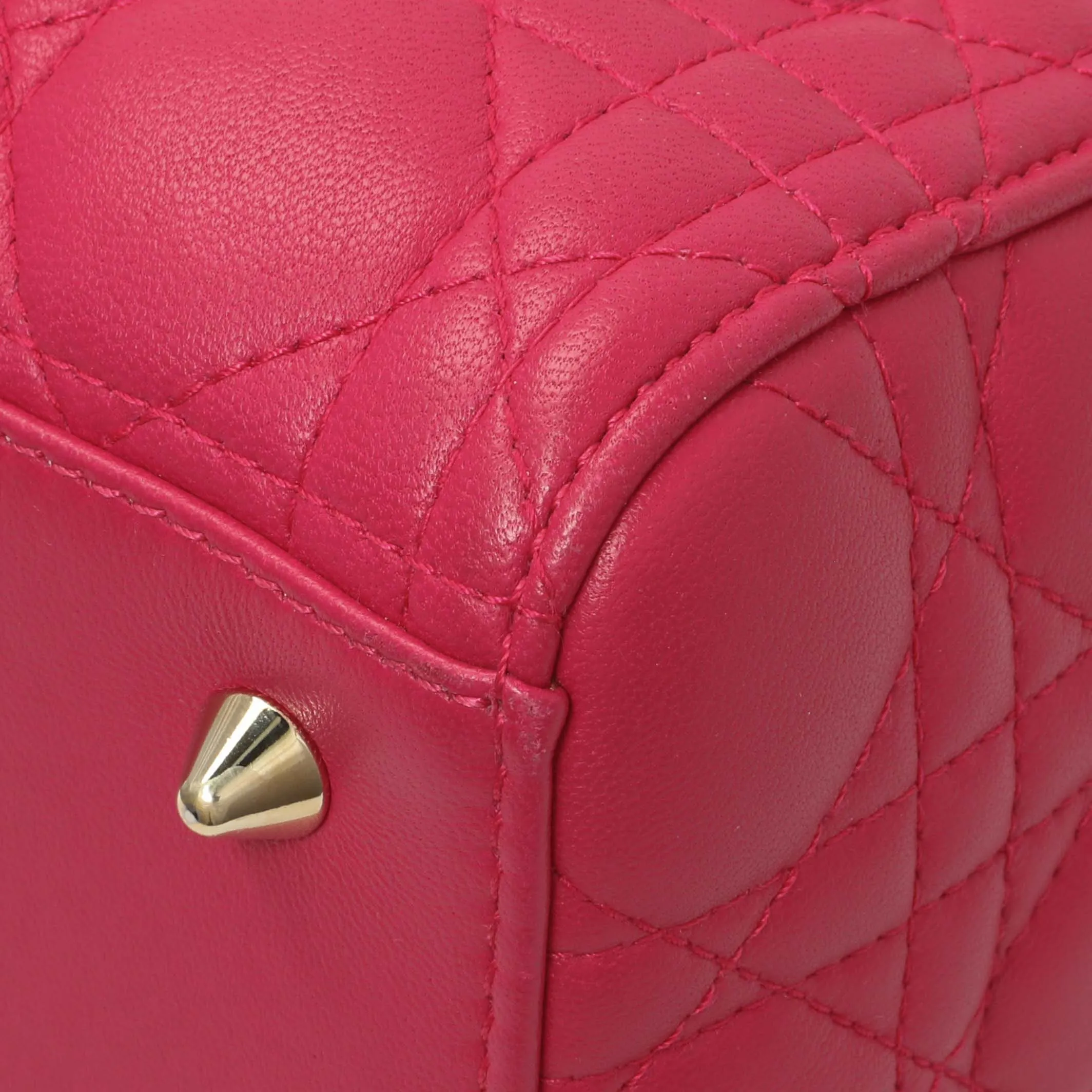 Christian Dior Pink Lambskin Cannage Medium Lady Dior