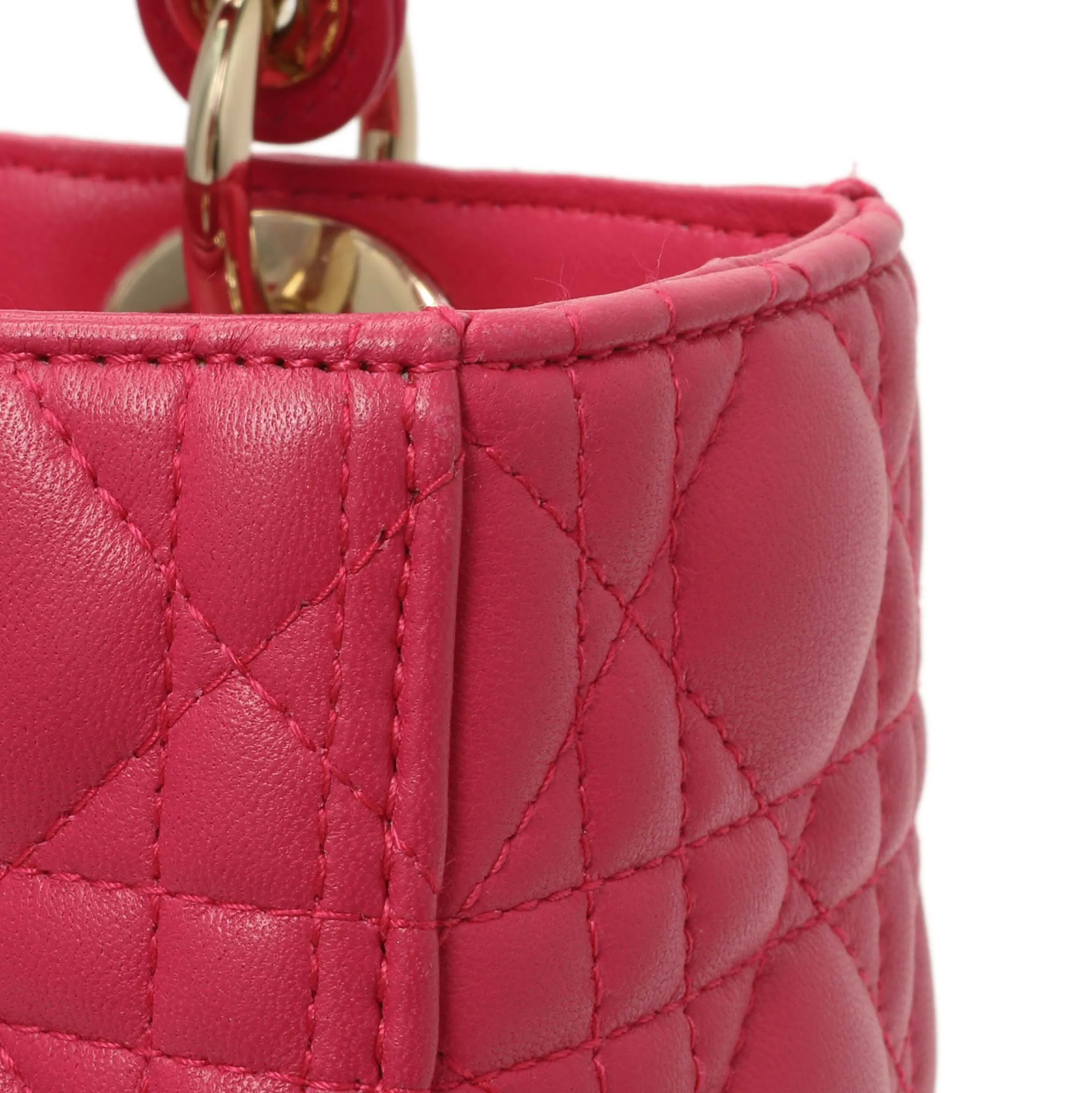 Christian Dior Pink Lambskin Cannage Medium Lady Dior