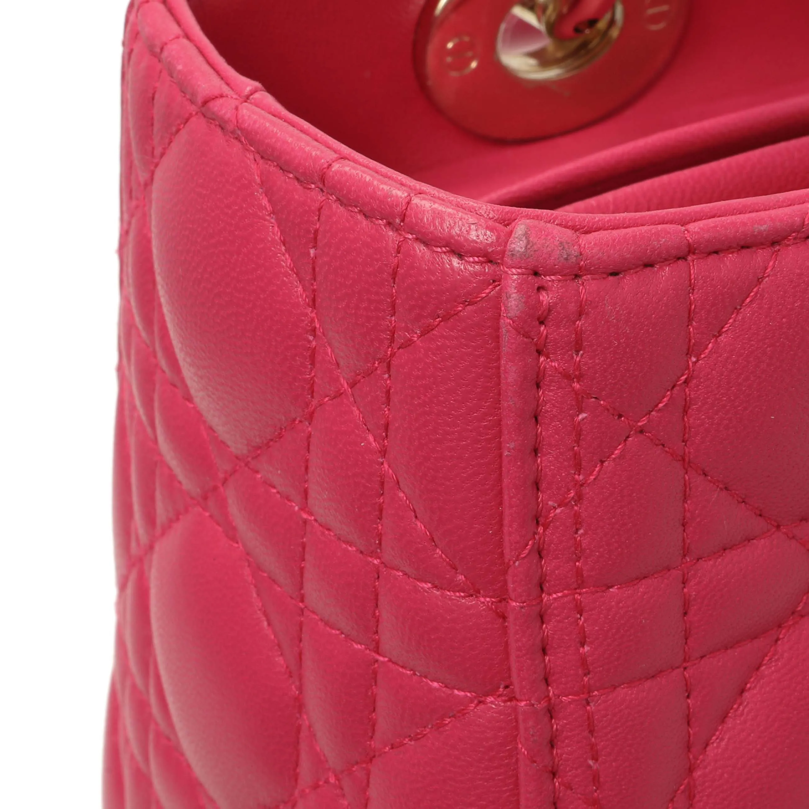Christian Dior Pink Lambskin Cannage Medium Lady Dior