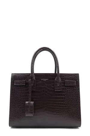 Classic Baby Sac De Jour Crocodile Embossed Dark Brown