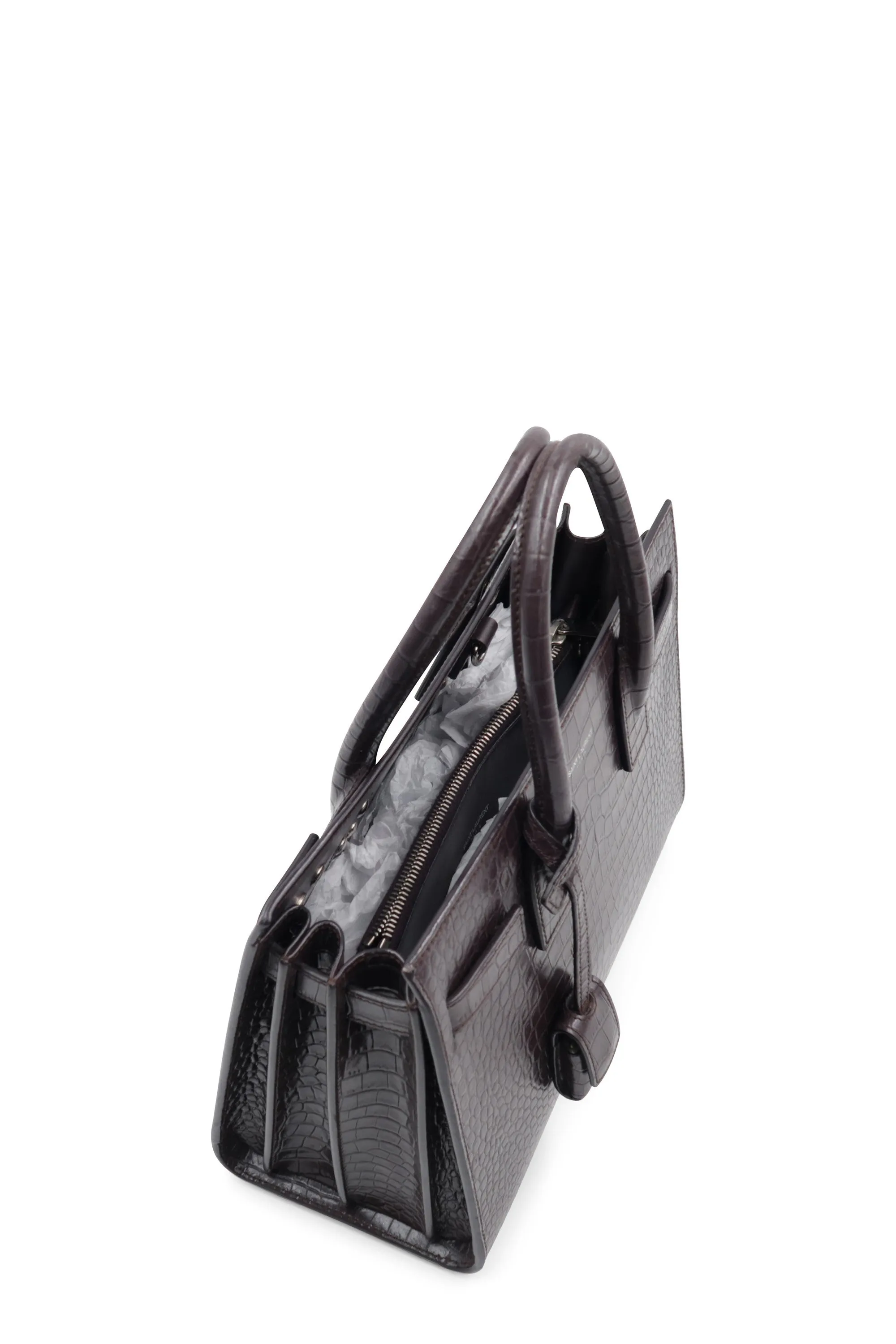 Classic Baby Sac De Jour Crocodile Embossed Dark Brown