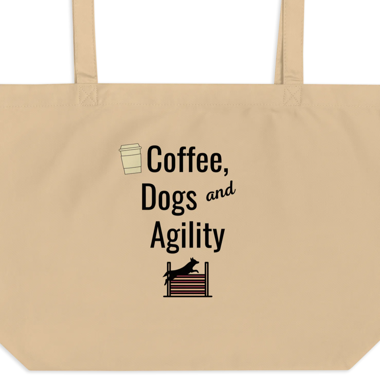 Coffee, Dogs & Agility X-Large Tote/ Shopping Bags