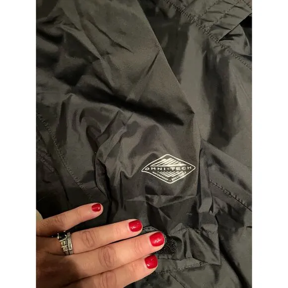 COLUMBIA Omni-Tech Trench Coat Jacket Black Waterproof Lightweight Small EUC