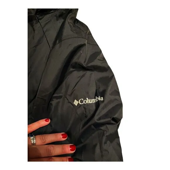 COLUMBIA Omni-Tech Trench Coat Jacket Black Waterproof Lightweight Small EUC