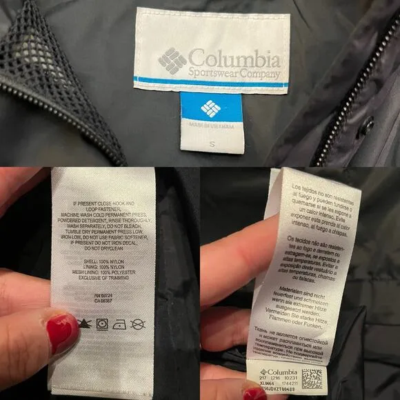 COLUMBIA Omni-Tech Trench Coat Jacket Black Waterproof Lightweight Small EUC