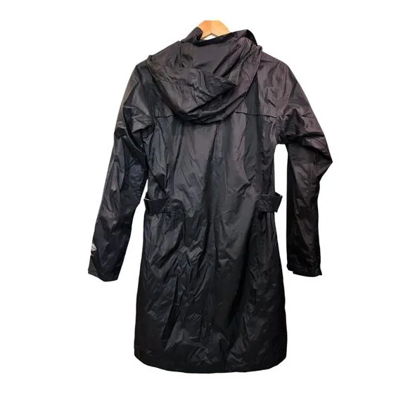 COLUMBIA Omni-Tech Trench Coat Jacket Black Waterproof Lightweight Small EUC