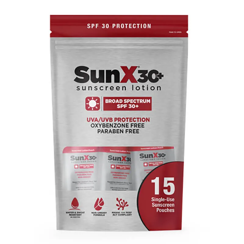 Coretex Sun X SPF 30 Sunscreen Lotion Pouch 15ct Travel Bag (case)
