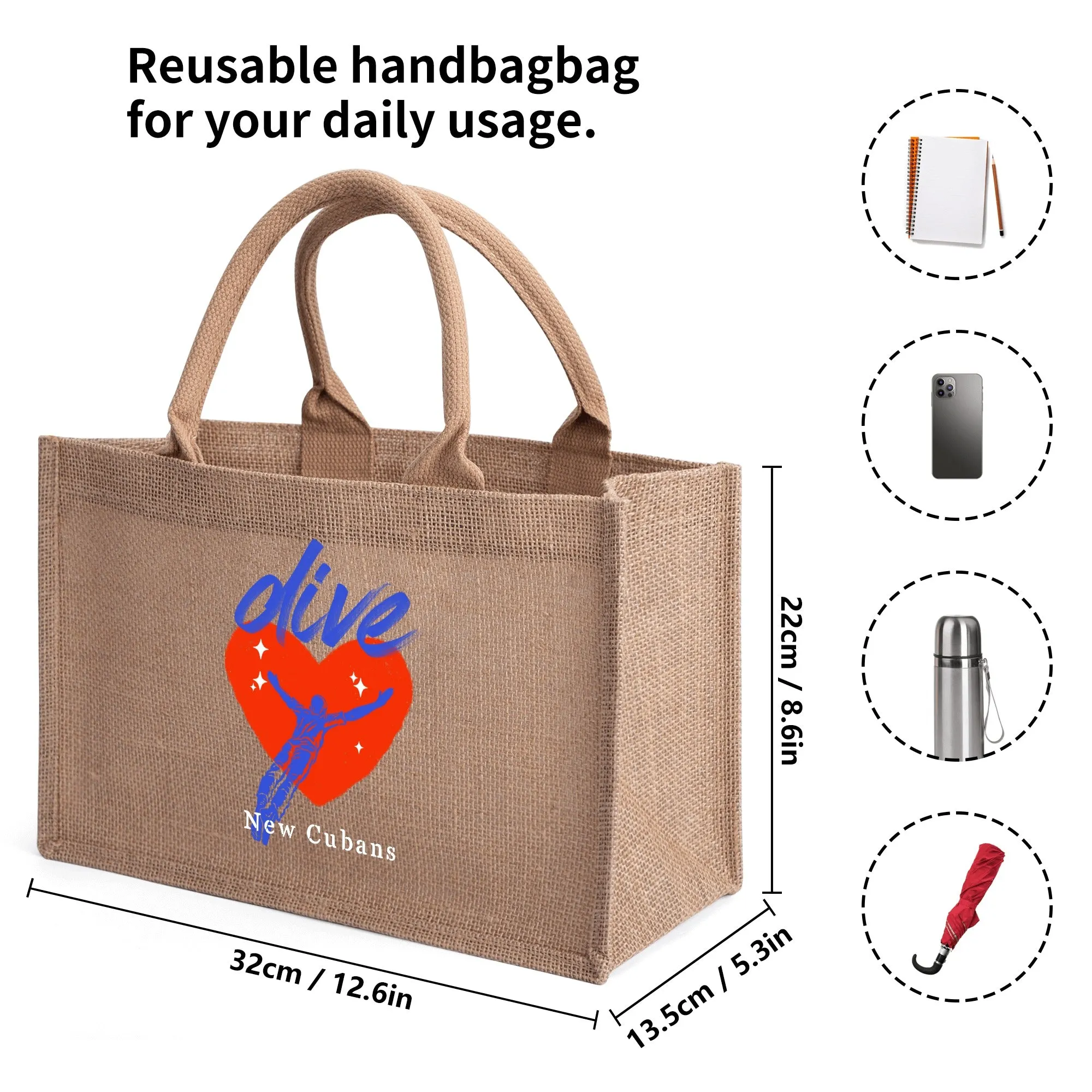 Custom Brown Jute Burlap Tote Bags