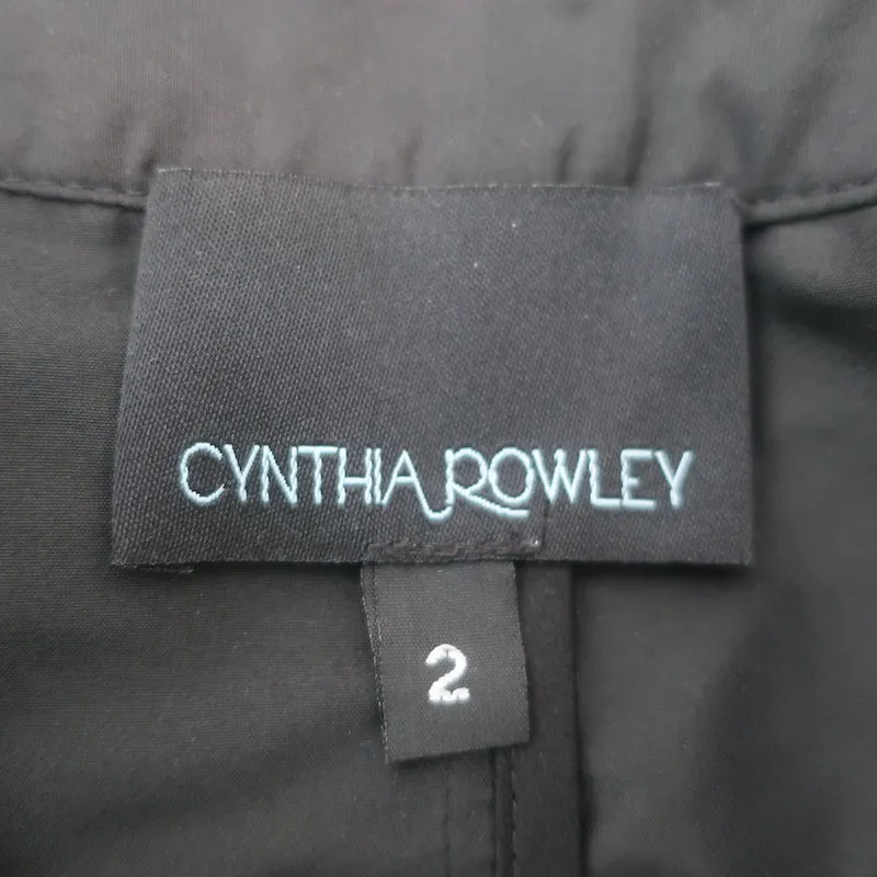 Cynthia Rowley Camila Asymmetric Tiered Ruffle Skirt Black Silk Taffeta Size 2