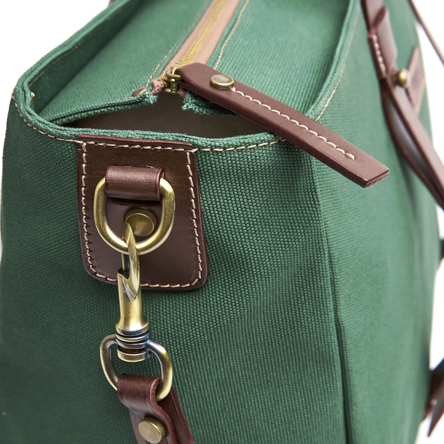 DARK GREEN CANVAS WEEKEND BAG