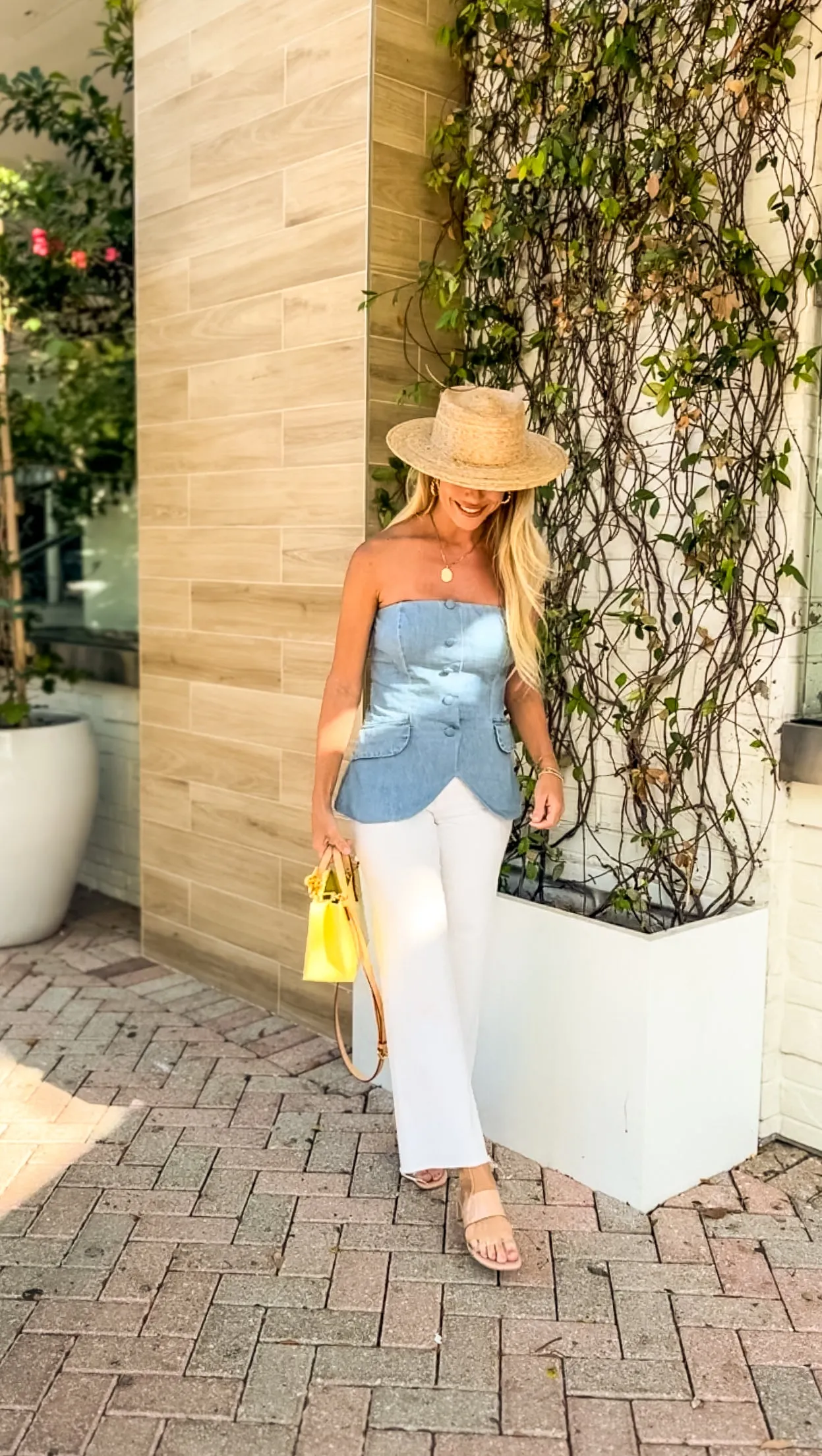 Denim strapless vest