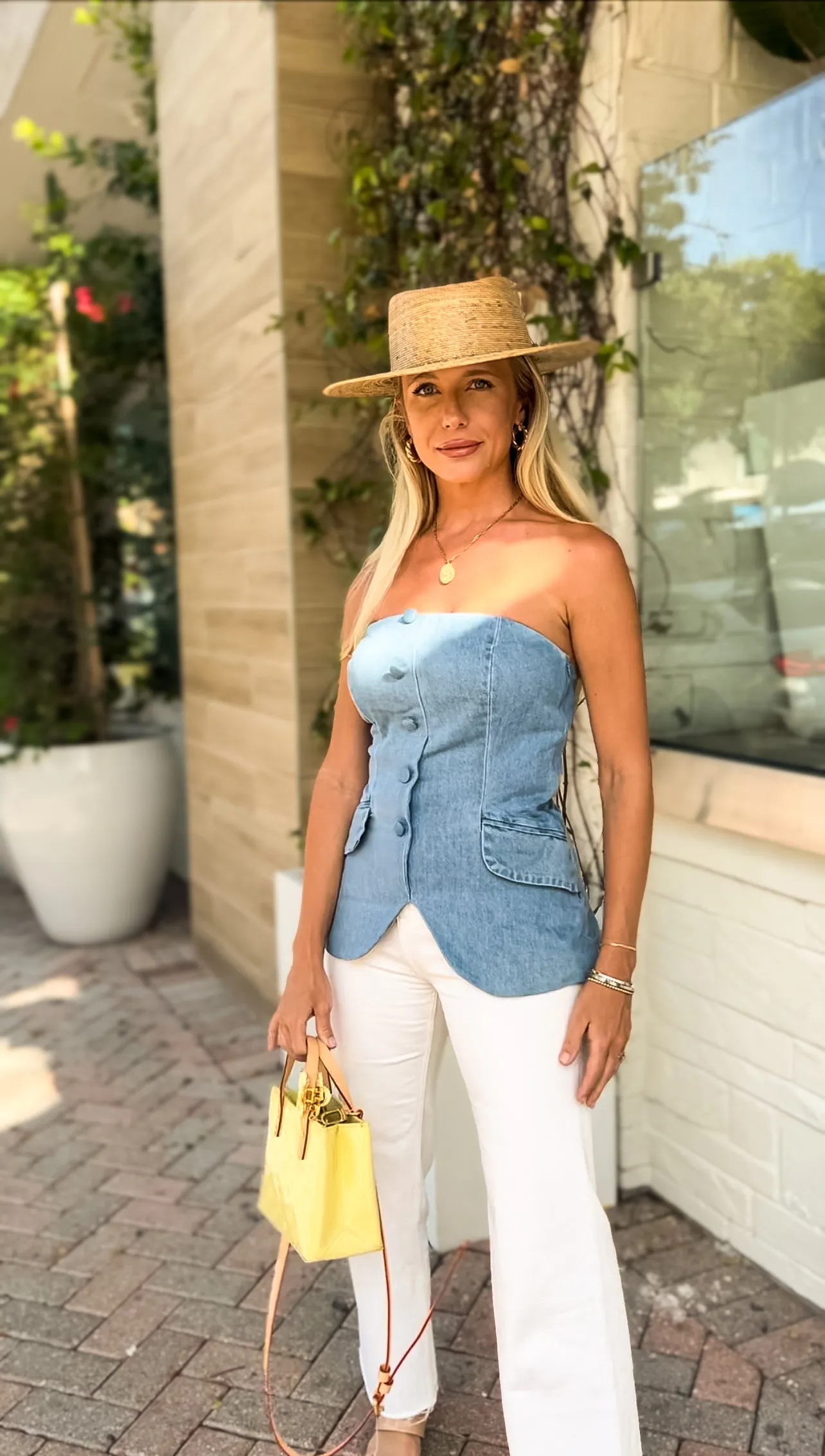 Denim strapless vest