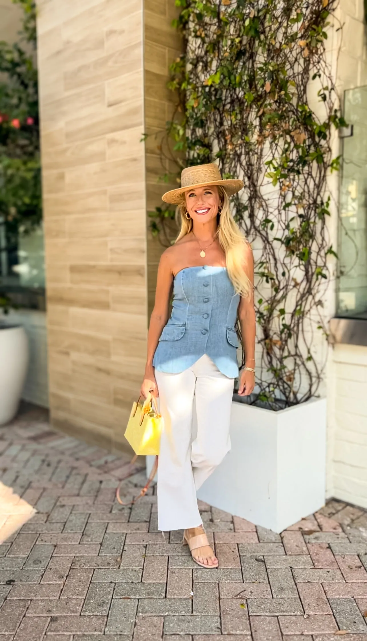 Denim strapless vest