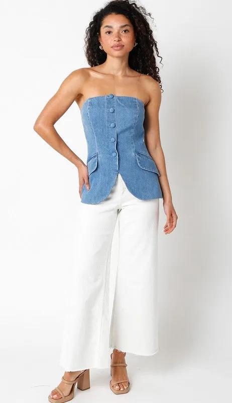 Denim strapless vest