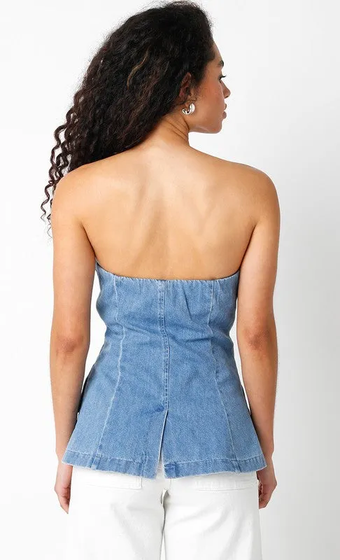 Denim strapless vest