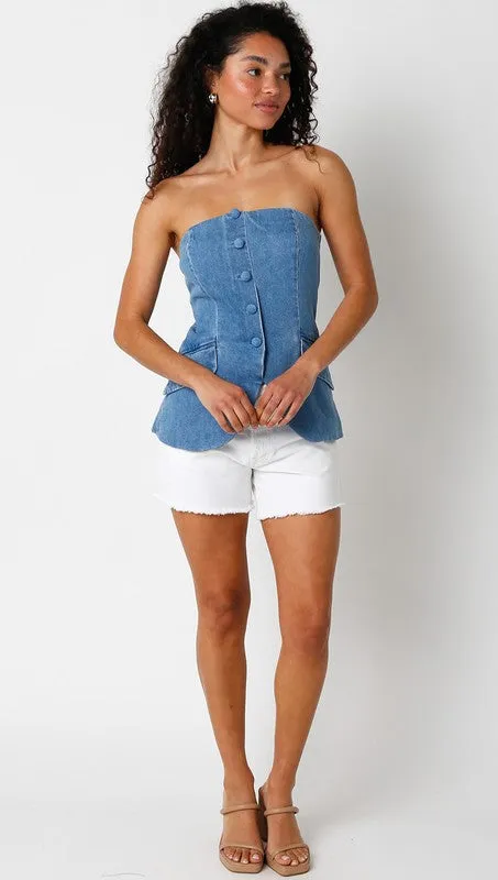 Denim strapless vest