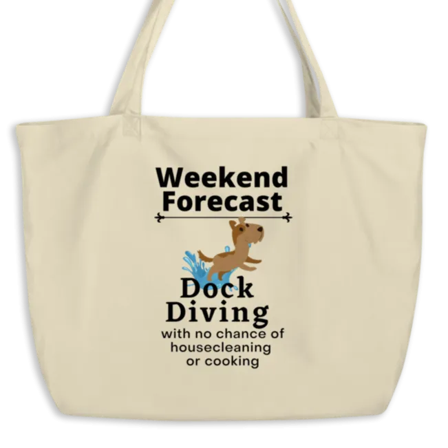 Dock Diving Forecast X-Large Tote/Shopping Bag-Oyster