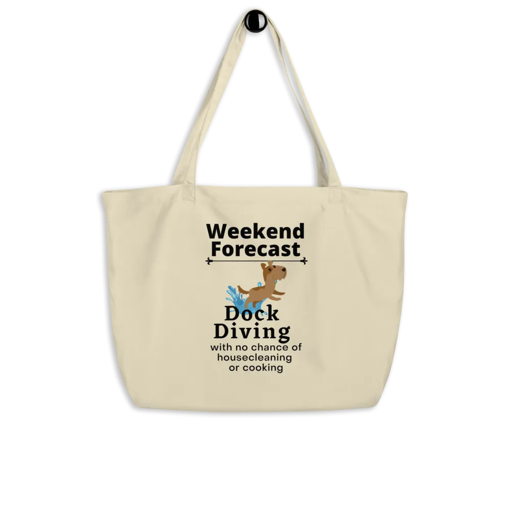 Dock Diving Forecast X-Large Tote/Shopping Bag-Oyster