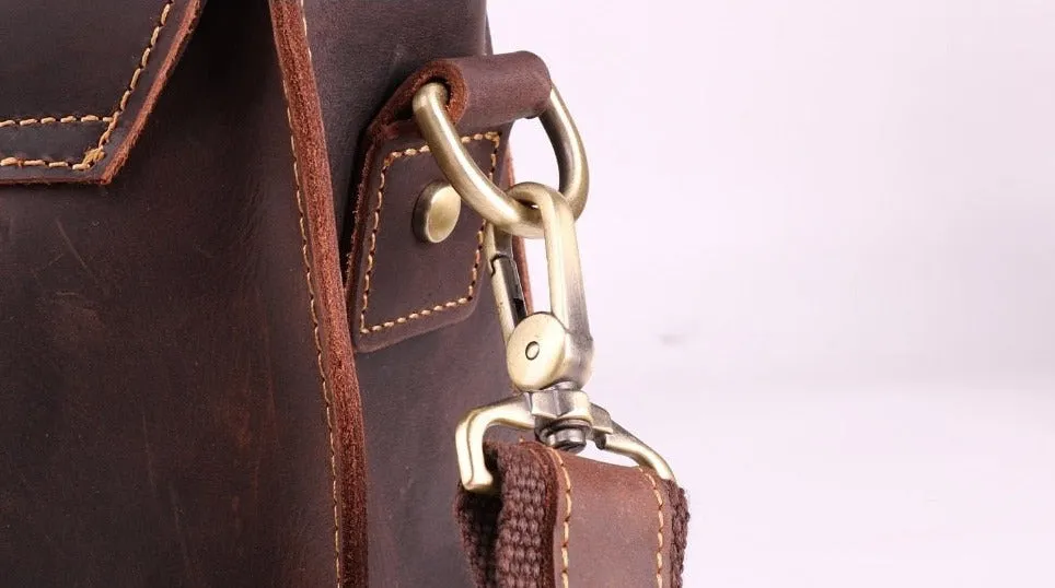 Document & Laptop Briefcase, Leather, Blue/Brown/Maroon, 15.6 inches