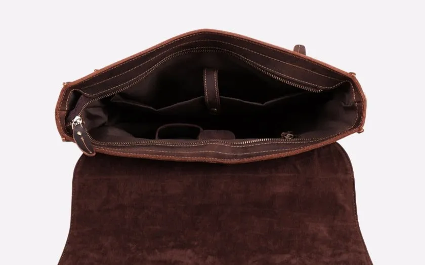 Document & Laptop Briefcase, Leather, Blue/Brown/Maroon, 15.6 inches