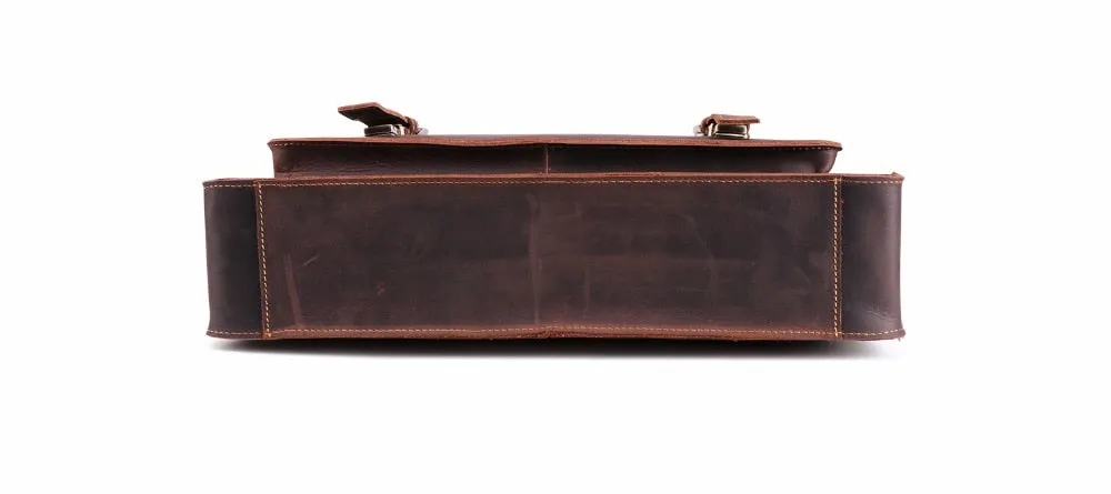 Document & Laptop Briefcase, Leather, Blue/Brown/Maroon, 15.6 inches