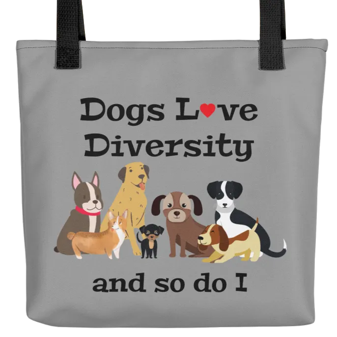 Dogs Love Diversity Tote Bag - Grey