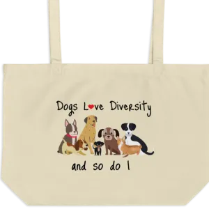 Dogs Love Diversity X-Large Tote/Shopping Bag - Oyster
