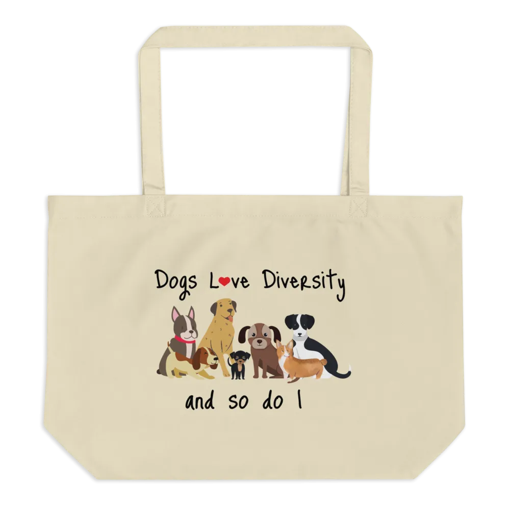 Dogs Love Diversity X-Large Tote/Shopping Bag - Oyster