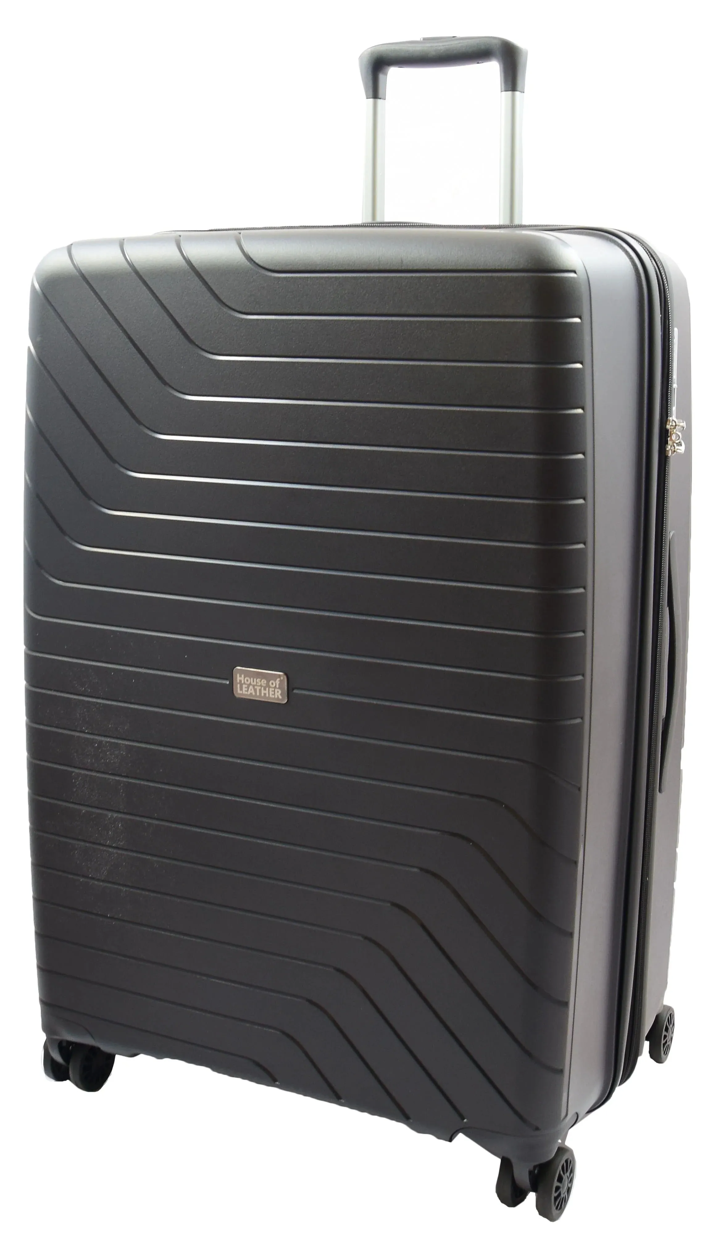 DR525 Expandable Hard Shell PP Luggage Travel Suitcase Bags with 4 Wheels Black