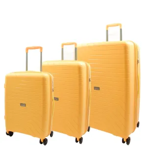 DR525 Expandable Hard Shell PP Luggage Travel Suitcase Bags with 4 Wheels Yellow