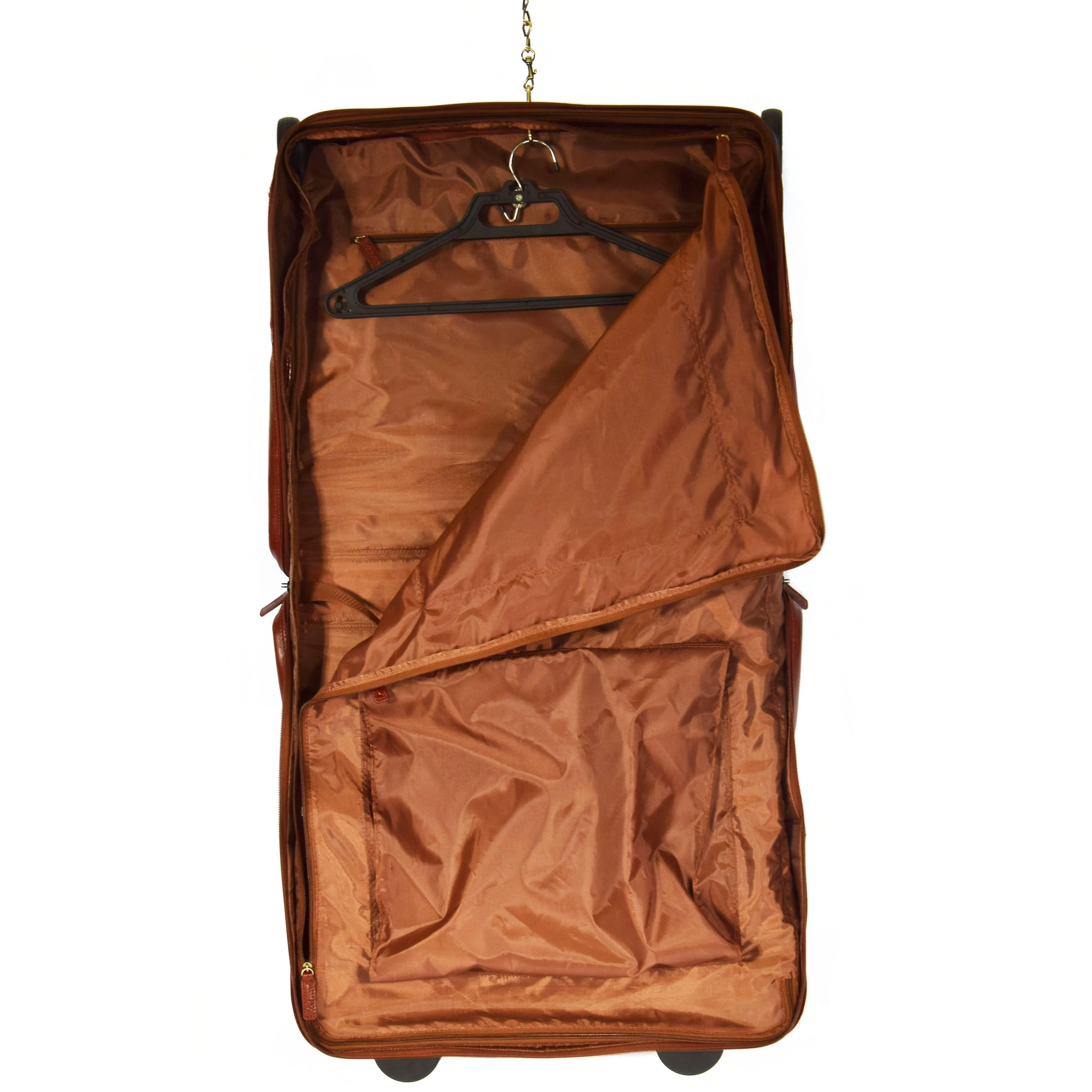 DR641 Real Leather Business Suit Carrier With Wheels Cognac