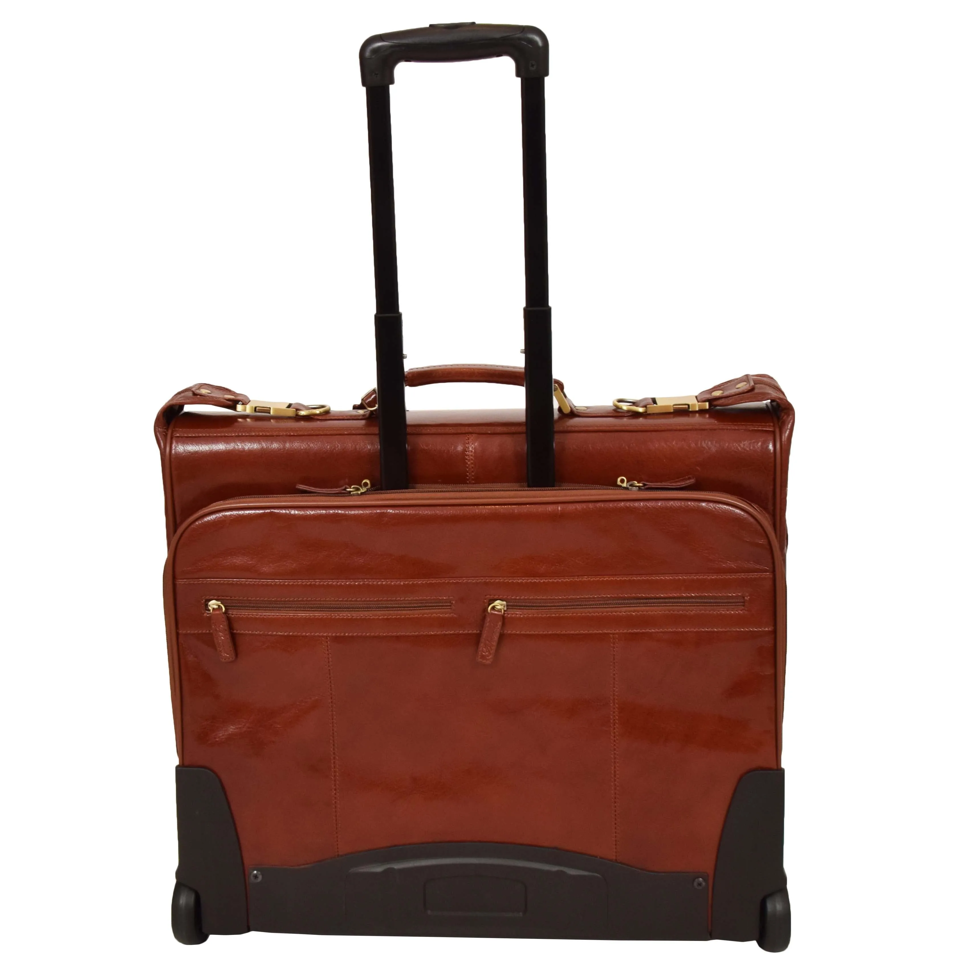 DR641 Real Leather Business Suit Carrier With Wheels Cognac