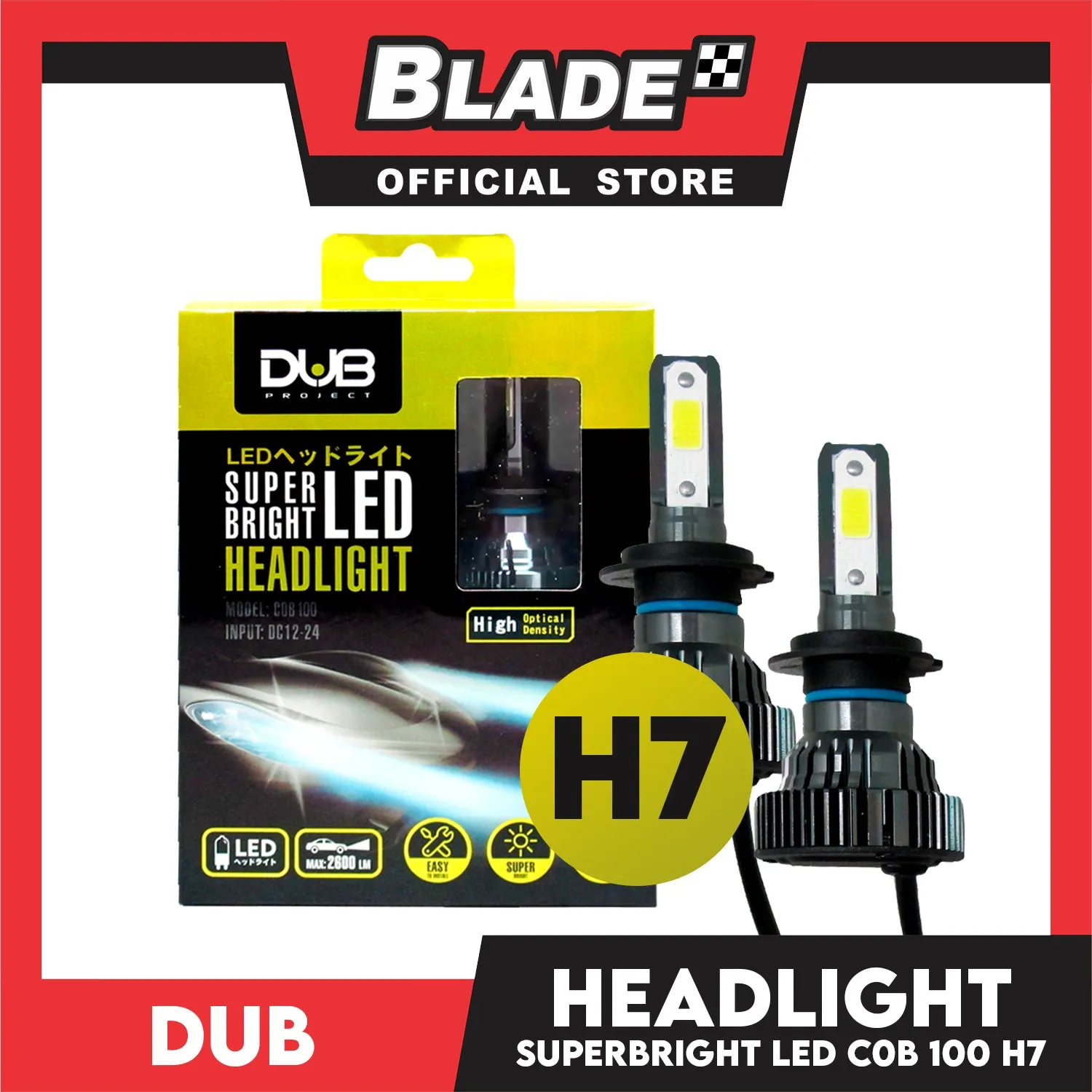 Dub Super Bright LED Auto Headlight H7 2600LM 12V Headlight Lamps, Halogen Lamps