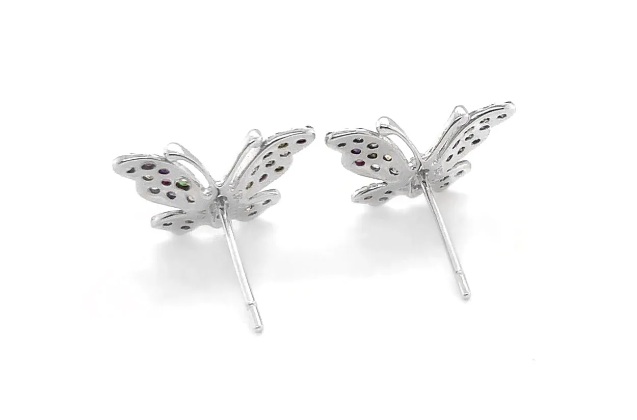 Earrings Butterfly 18kt Gold & Multicolor Sapphires