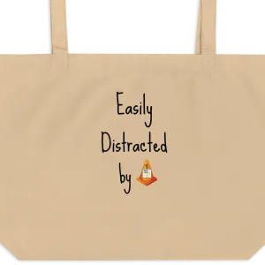 Easily Distracted by Dog Rally X-Large Tote/ Shopping Bags