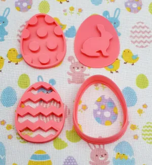 Easter Egg Cookie Cutter and Embosser Set 4 Pieces