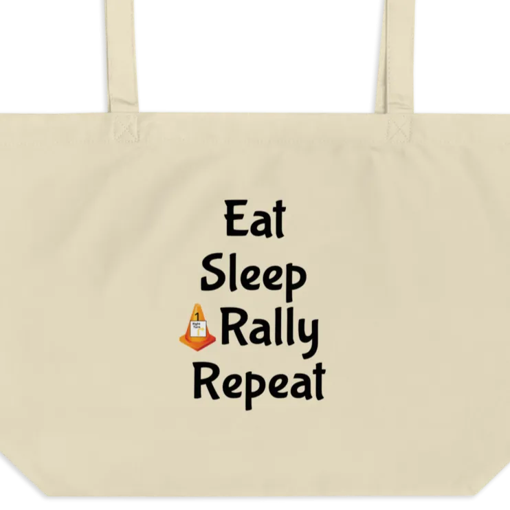 Eat Sleep Rally Repeat X-Large Tote/Shopping Bag - Oyster