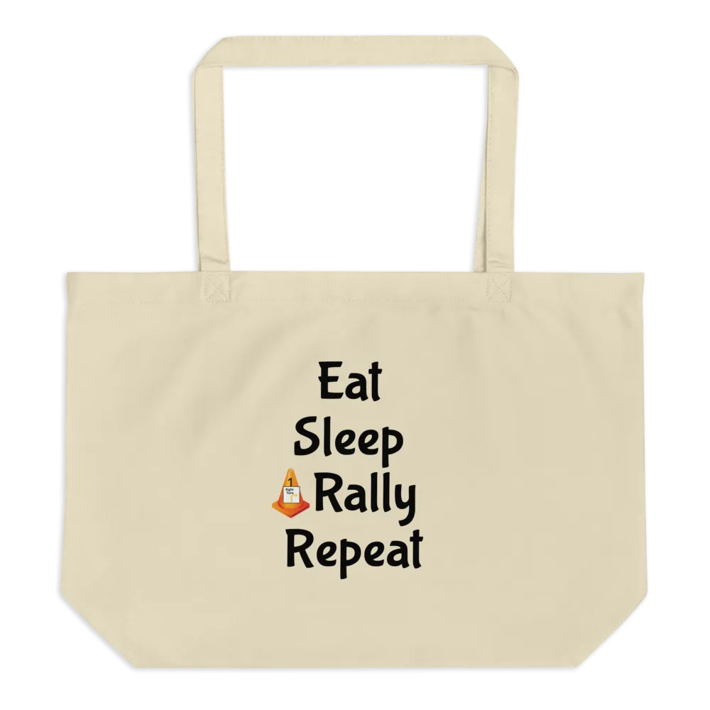 Eat Sleep Rally Repeat X-Large Tote/Shopping Bag - Oyster