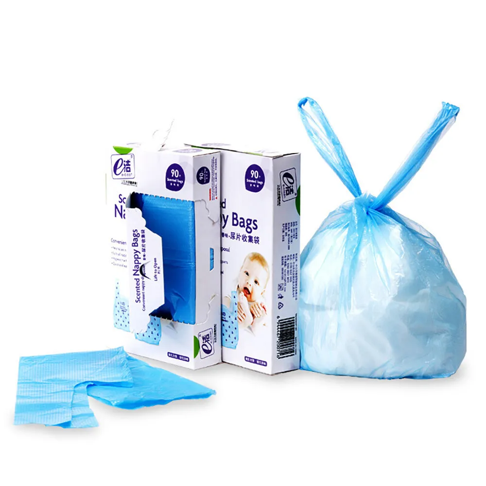 eClean Scented Nappy Bags - Blue, 30x37cm, 90 Count
