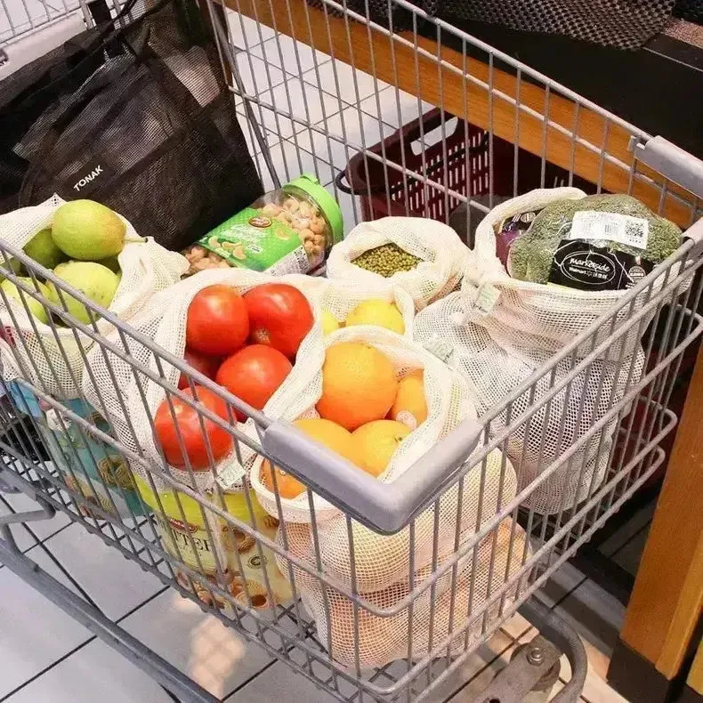 Eco-Friendly Reusable Cotton Produce Bags – Washable and Durable for Grocery Shopping