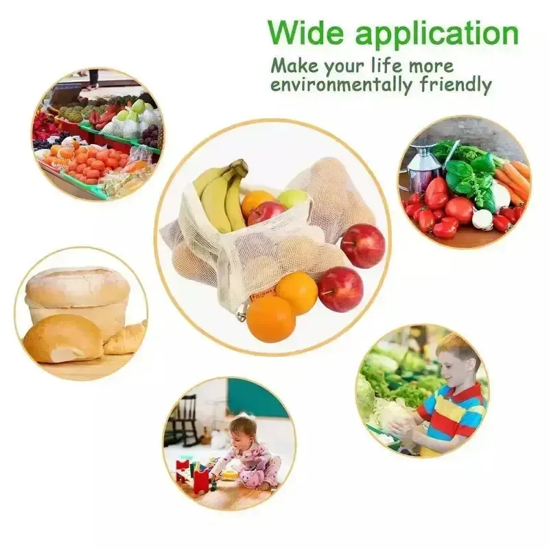 Eco-Friendly Reusable Cotton Produce Bags – Washable and Durable for Grocery Shopping