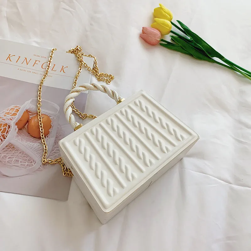 Fashion Portable Box Cosmetic Chain Shoulder Messenger Bag