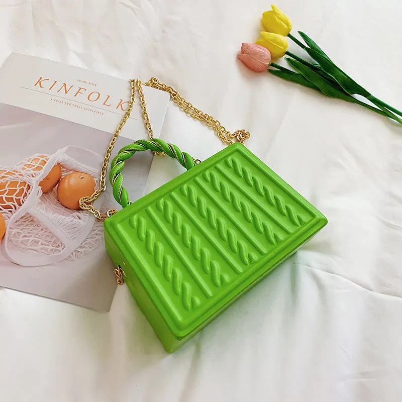 Fashion Portable Box Cosmetic Chain Shoulder Messenger Bag