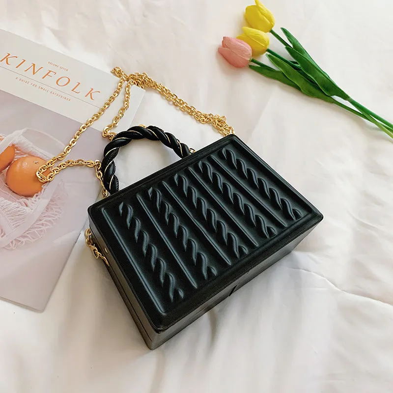 Fashion Portable Box Cosmetic Chain Shoulder Messenger Bag