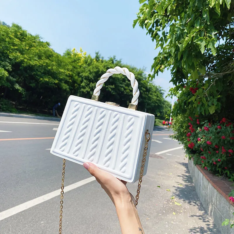Fashion Portable Box Cosmetic Chain Shoulder Messenger Bag