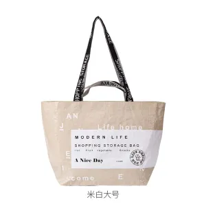 FaSoLa Nylon Portable Shopping Bag - Beige, 51*32*19cm
