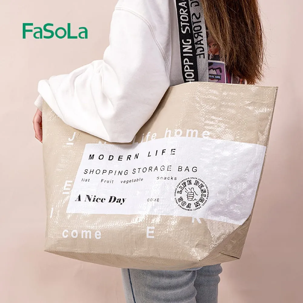FaSoLa Nylon Portable Shopping Bag - Beige, 51*32*19cm
