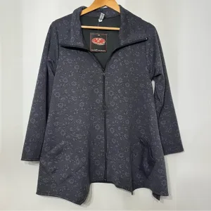 F.H. Clothing Jacket Asymmetrical Floral Artsy Oversized Lagenlook NWT Gray S