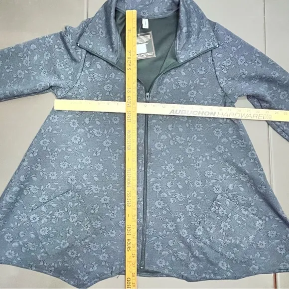 F.H. Clothing Jacket Asymmetrical Floral Artsy Oversized Lagenlook NWT Gray S