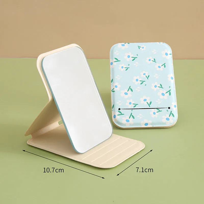 Floral Flip Folding Makeup Mirror Portable Pocket Mirror Ladies Rectangular Makeup Mirror Handheld Vanity Mirror